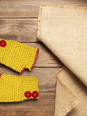Crochet Fingerless Gloves (Handmade) - Yellow