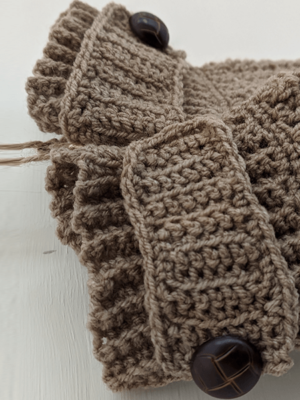 Crochet Fingerless Gloves (Handmade) – Brown