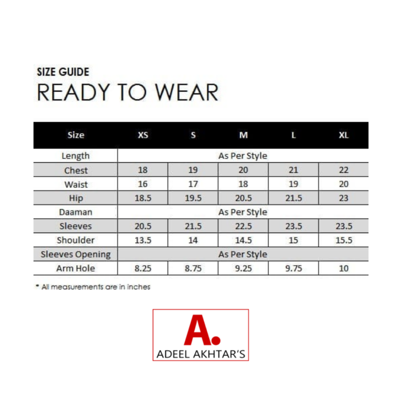 A. Adeel Akhtar's Size Chart