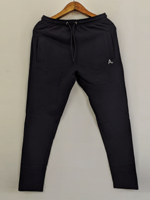 Panelled Black Trouser for Men - Medium Weight Terry