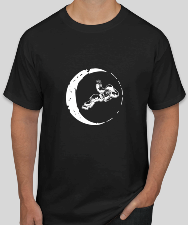 Man on moon black t shirt for men
